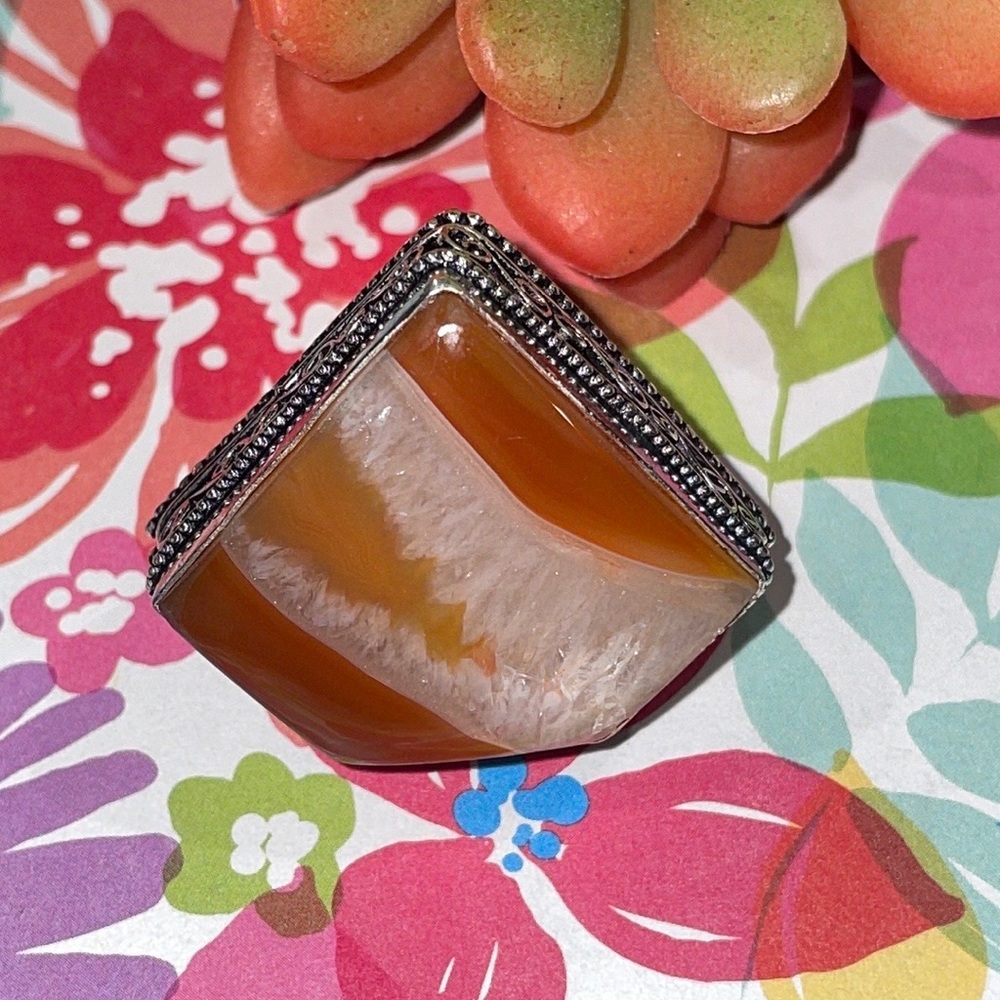 Agate Silver Ring - image 2